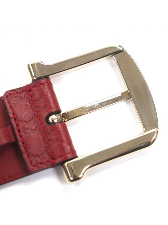 Gucci Micro Guccissima GG Pattern Pin Buckle Leather Belt Red Gold main image 8